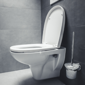 White toilet in domestic setting