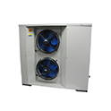 A white condensing unit with two fans